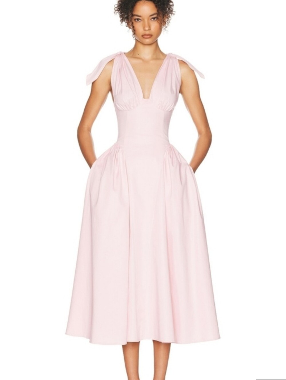 Summer Dress - Helsa Fairweather Midi Cotton Dress Baby Pink Size (Fit Like M)
